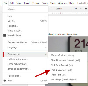 Download as... command in Google Docs